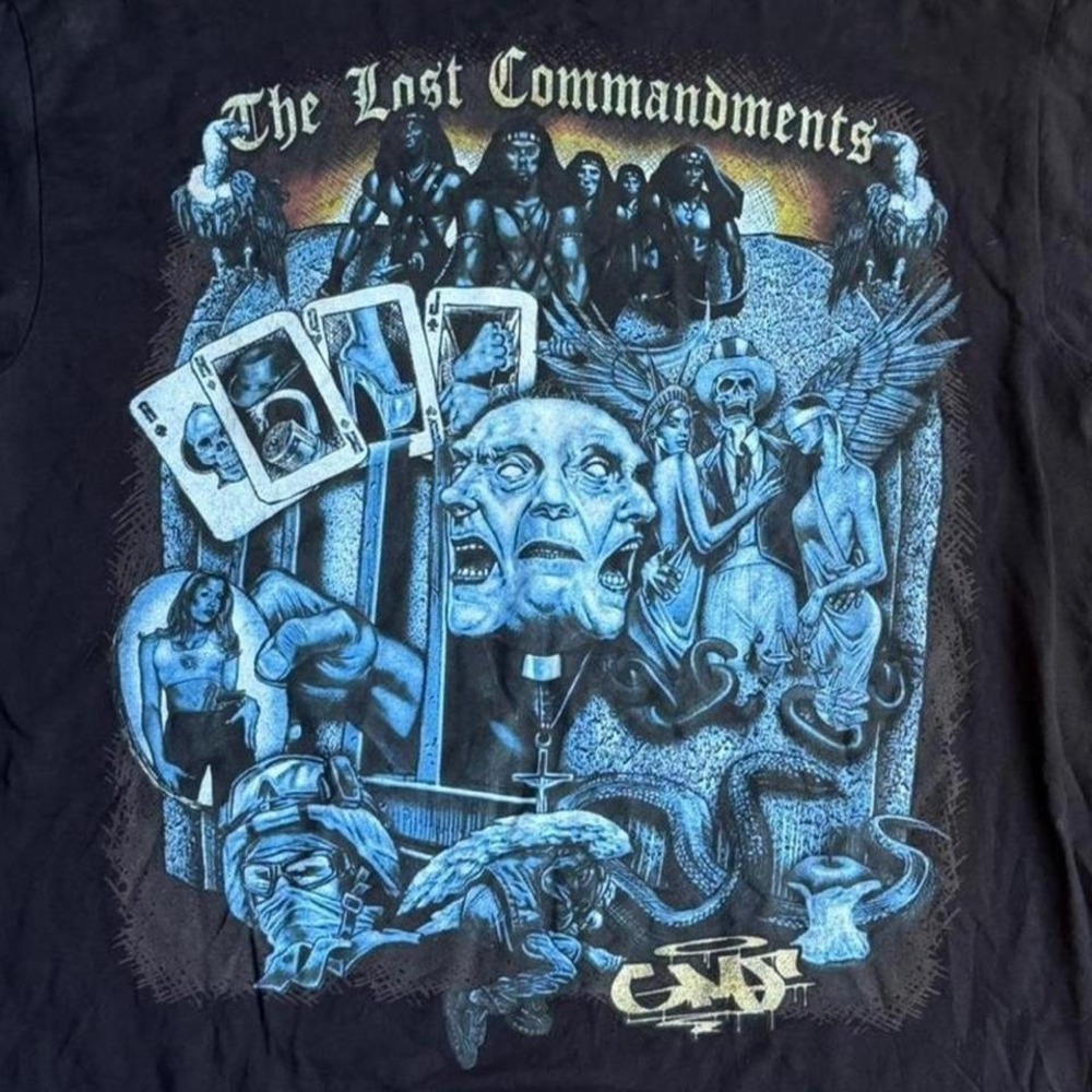Give Me Face The Lost Commandments Graphic T-Shirt Black‎ 2XL T-Sko Streetwear
